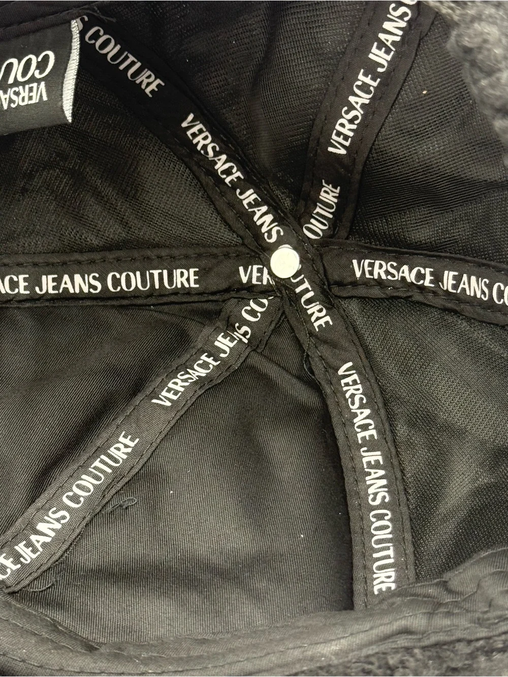 NWT Versace Jeans Couture Black Bouclé Teddy Baseball Cap Hat Logo AUTHENTIC